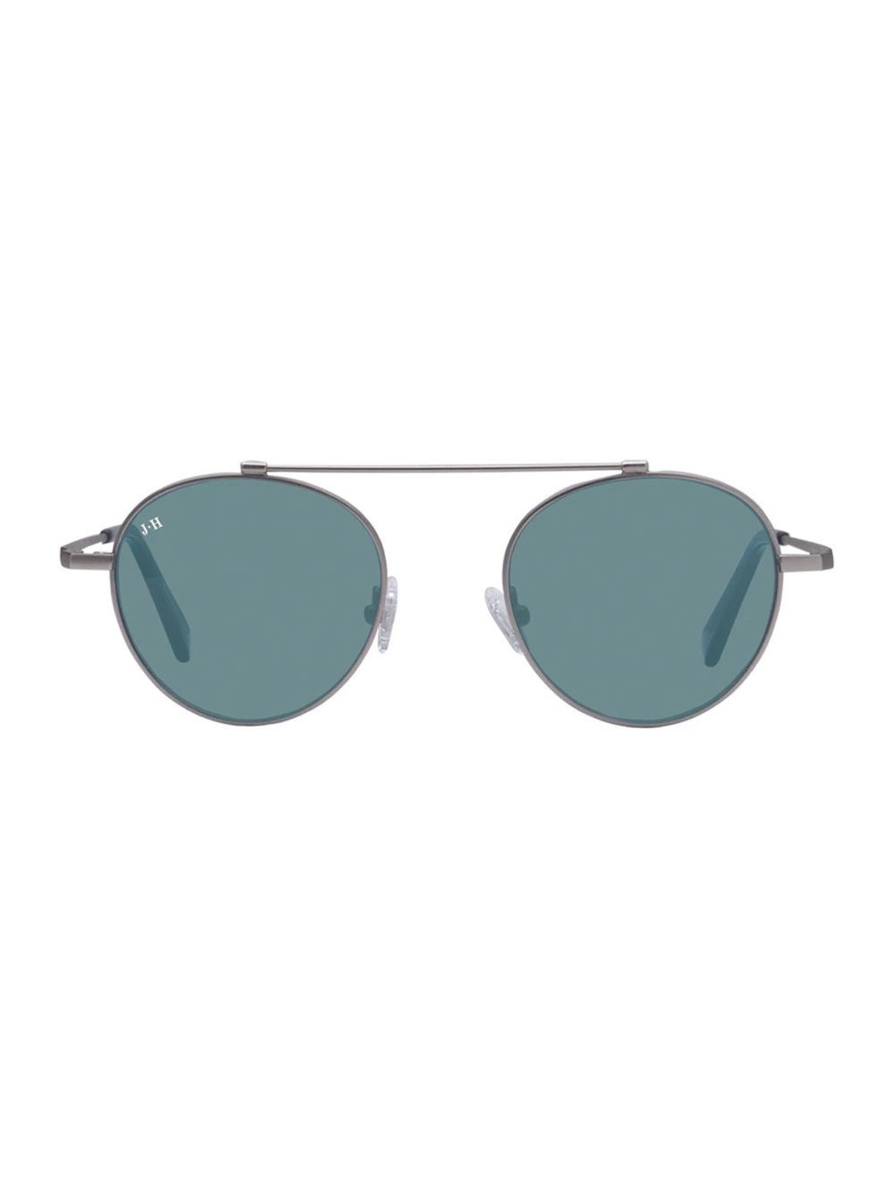 Silver Metal Aviator Sunglasses with Green Lenses